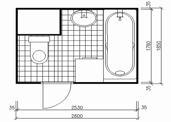 Bytové jádro Modifikace - varianta AA / III - WC v koupelně