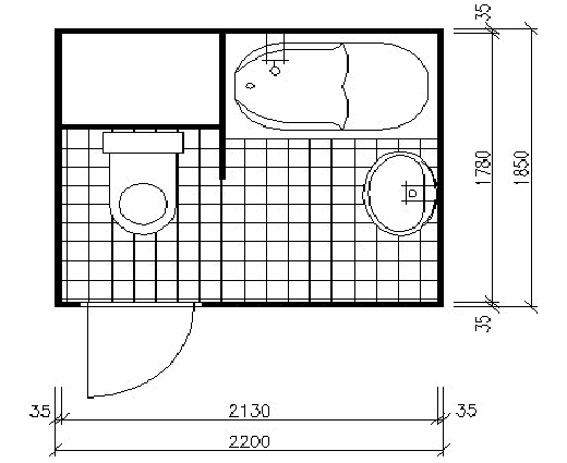 Bytové jádro Modifikace - varianta BA / III - WC v koupelně