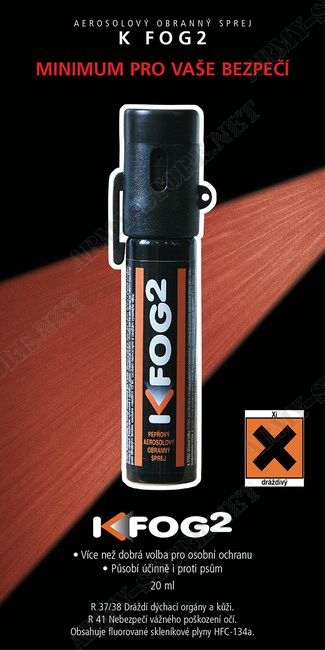 Obranný sprej K-FOG2 aerosolový 20 ml s klipem