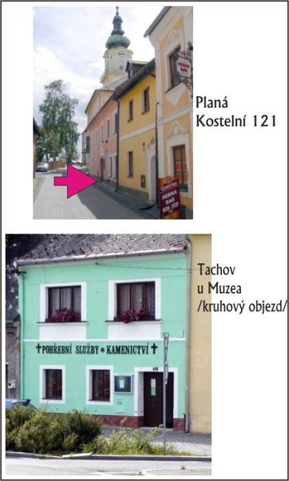 Foto domů, ve kterých sídlí pohřební služba