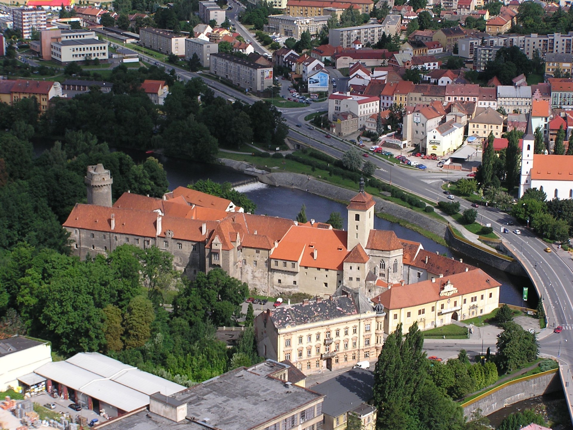 letecký snímek město Strakonice