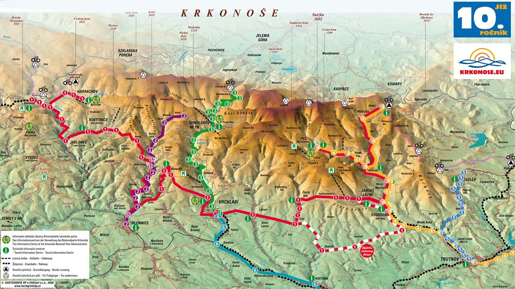 Mapa tras krkonošských cyklobusů