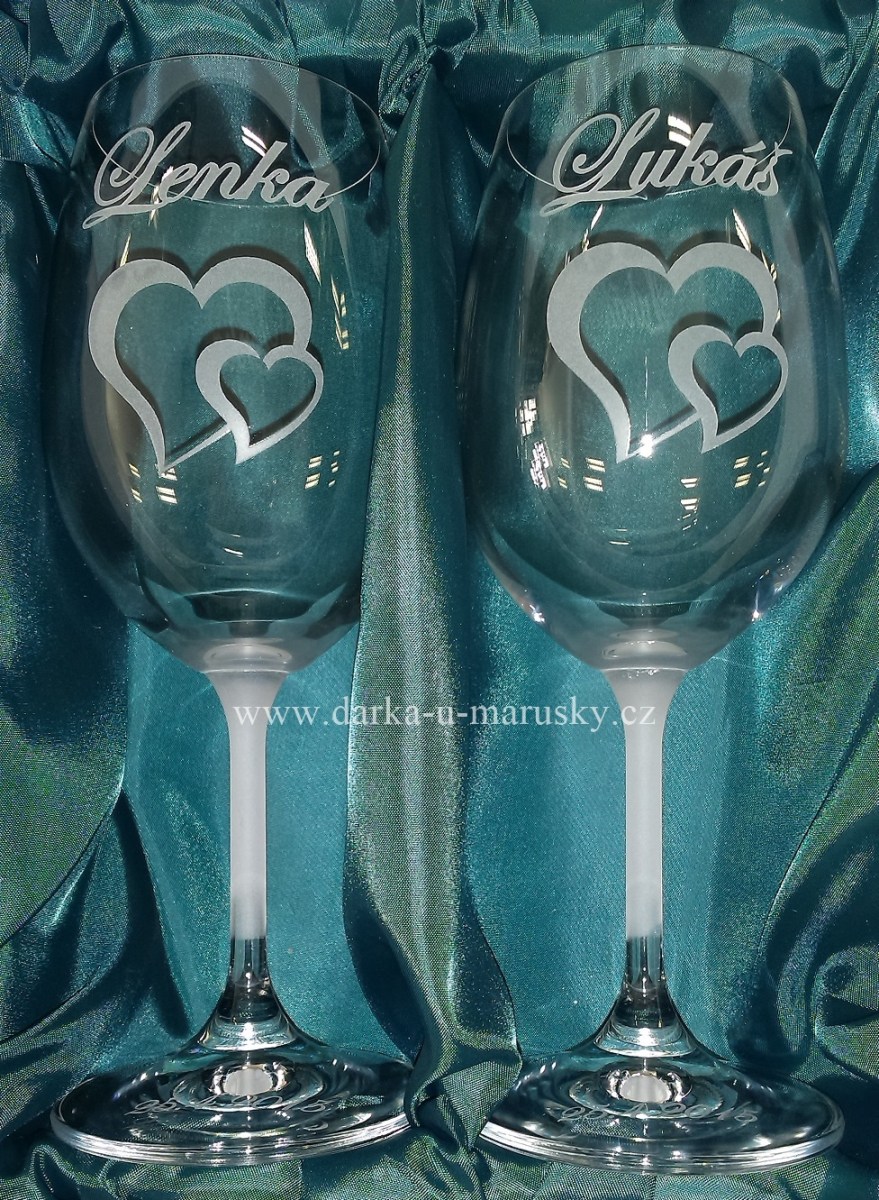 Svatební skleničky na víno - 300ml - čirý kalich