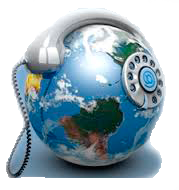 Logo zeměkoule s telefonem